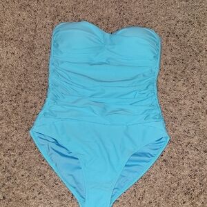 RELLECIGA Turquoise Swim Top with Gold Logo Plate